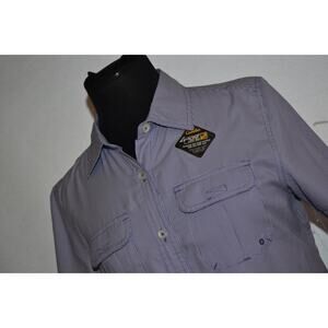 33023 Cabelas Fishing Shirt UPF 30 Blue Plaid Size Medium Vented Womens NEW